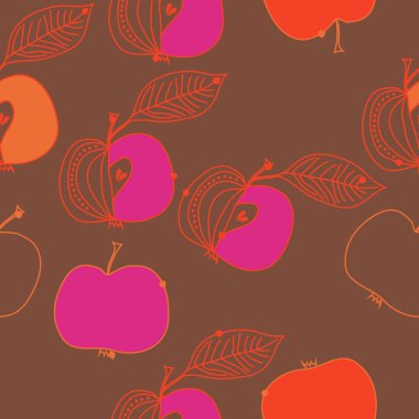 Yaprakları ile elma basit vektör illüstrasyon