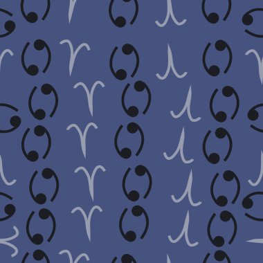 Zodyak işaretleri Dikişsiz desen - koç, kanser. Vektör çizimi