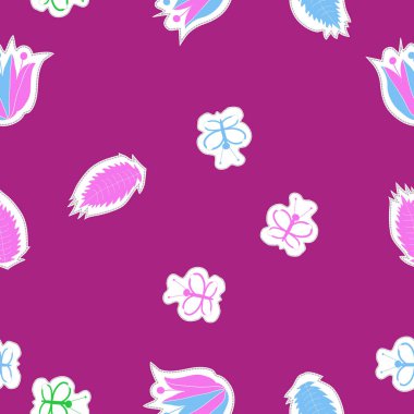 Soyut basit böcekler ve bitkiler süsleme Dikişsiz desen