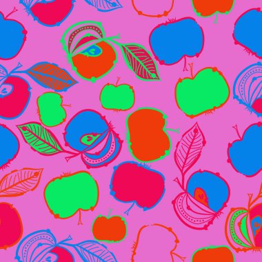 elma ve yaprakları, vektör çizim ile Seamless Modeli