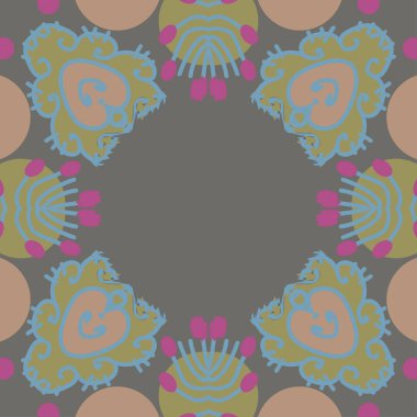 Çiçek motifli dairesel dikişsiz desen, fotokopi alanı