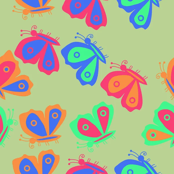 Seamless Pattern Abstract Simple Butterflies — Stock Vector