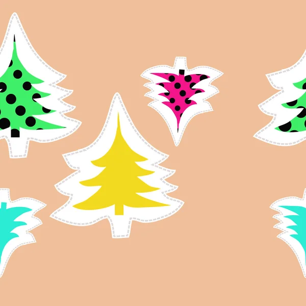 Naadloze Kerst Patroon Met Kleurrijke Fir Bomen Vector Illustratie — Stockvector