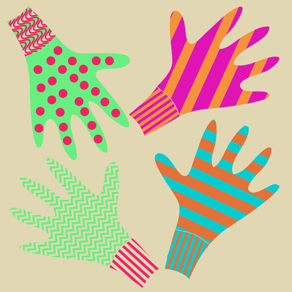 Seamless pattern of abstract simple gloves