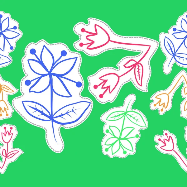 Απρόσκοπτη Μοτίβο Των Αφηρημένων Απλών Υποκαταστημάτων Φύλλα Και Λουλούδια — Διανυσματικό Αρχείο