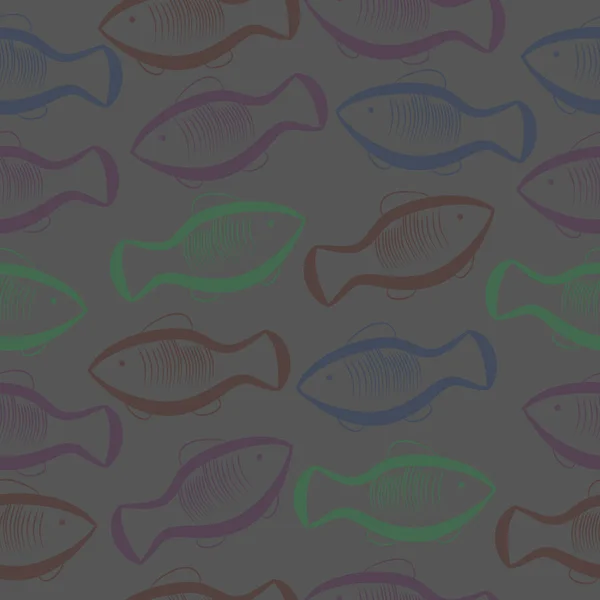 Vector Illustration Seamless Pattern Fish — Stock Vector