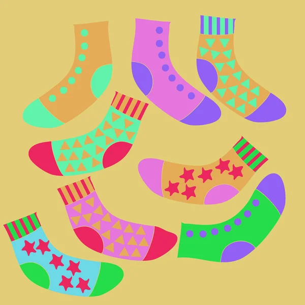 Χωρίς Ραφές Μοτίβο Αφηρημένων Απλών Πολύχρωμες Κάλτσες — Διανυσματικό Αρχείο