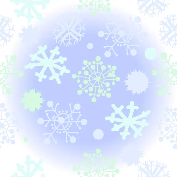 Patrón Sin Costuras Motivos Decorativos Garabatos Copos Nieve Estrellas Elipses — Vector de stock