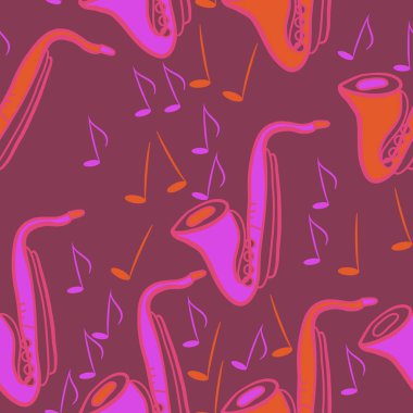 Soyut basit saksafon dikişsiz desen