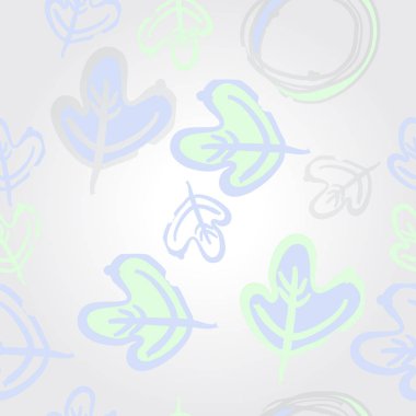 Yapraklar, kesik çizgiler, etiketler ile yatay kompozisyon. Elle çizilmiş