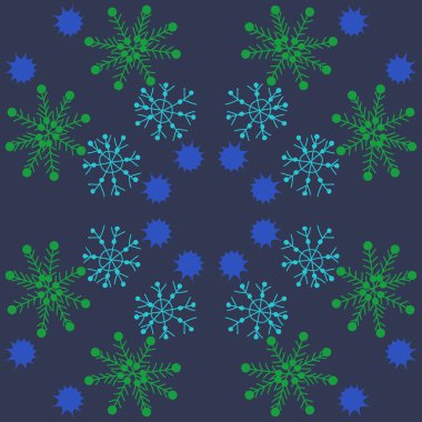 Kar taneleri ile kış motifi dikişsiz desen 