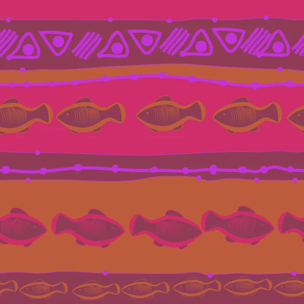 Nahtloses Muster Abstrakter Einfacher Fische — Stockvektor
