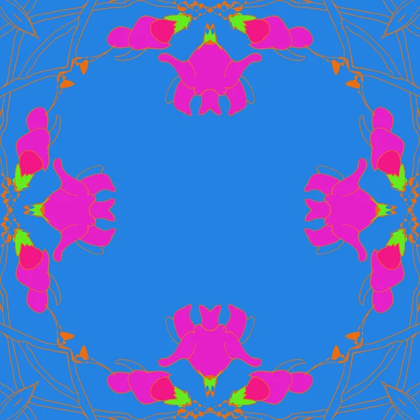 Циркулярный Бесшовный Рисунок Цветочным Мотивом Копировальное Пространство — стоковый вектор