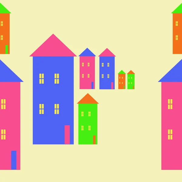 抽象简单房屋的无缝模式 — 图库矢量图片