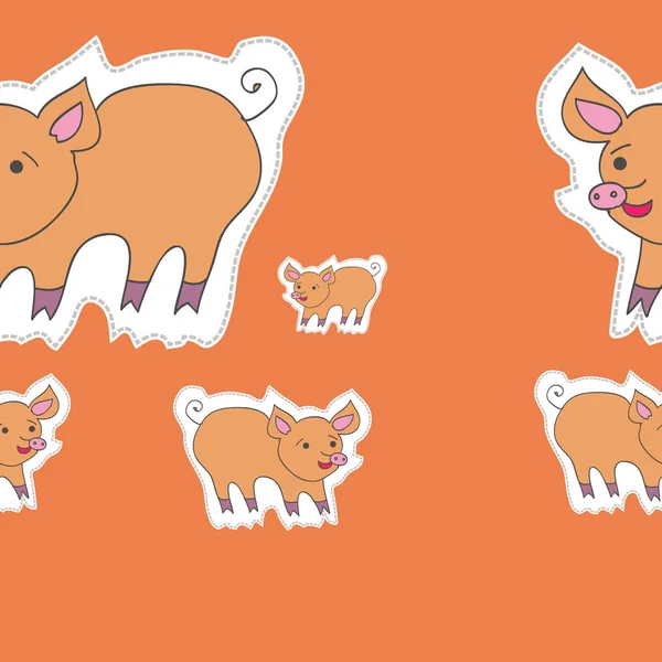 Modèle Sans Couture Avec Des Cochons Simples Abstraits — Image vectorielle