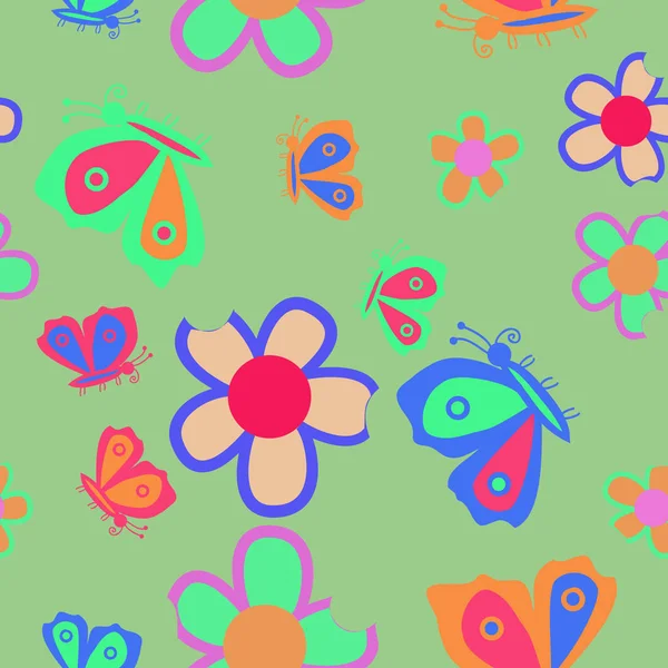 Flores Artísticas Patrón Sin Costura Vector Ilustración — Archivo Imágenes Vectoriales