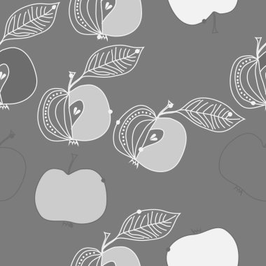 Yaprakları ile elma basit vektör illüstrasyon