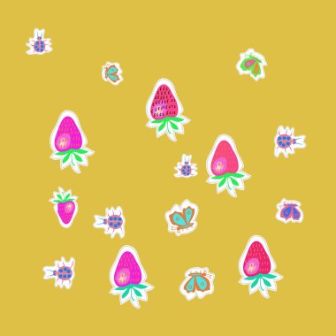 Soyut basit çilek Dikişsiz desen