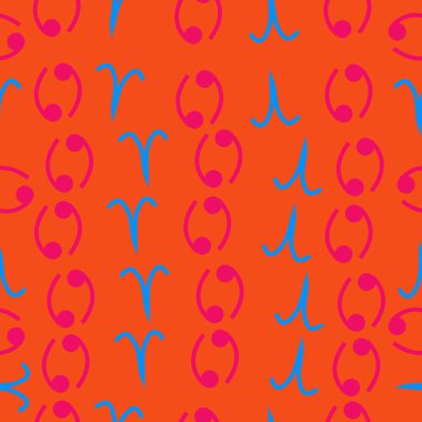 Zodyak işaretleri Dikişsiz desen - koç, kanser. Vektör çizimi