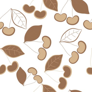 yaprak ve kiraz ile dikişsiz desen arka plan soyut vektör illüstrasyon 