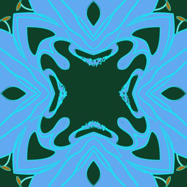 Stilize çiçek dairesel dikişsiz desen, stamens, şeritler, noktalar, dalga, kopyalama alanı. 