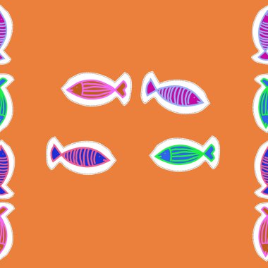 Renkli motif balık dikişsiz desen