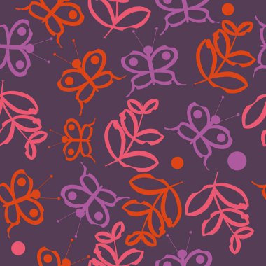 Soyut basit kelebek ve dalların kusursuz deseni