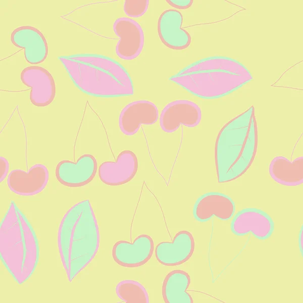 Horisontell Komposition Med Körsbärs Växter Streckade Linjer Etiketter — Stock vektor