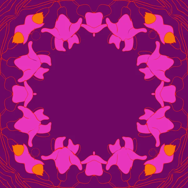 Циркулярный Бесшовный Узор Цветочных Гирлянд Спиралей Отверстий Ветвей Цветов Копировального — стоковый вектор