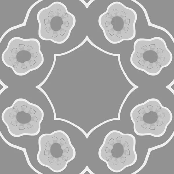 Circular Seamless Pattern Floral Motif Flowers Copy Space — Stock Vector
