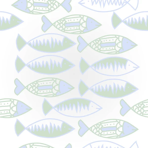 Fisk Sömlösa Mönster Färgade Motiv — Stock vektor