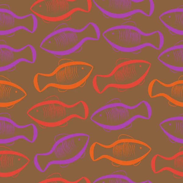 Illustration Vectorielle Motif Sans Couture Avec Des Poissons — Image vectorielle