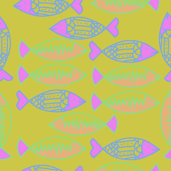 Padrão Peixe Sem Costura Motivo Colorido —  Vetores de Stock