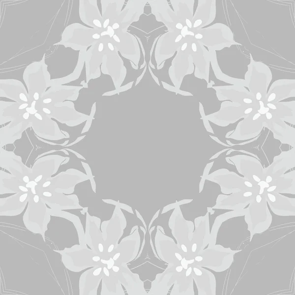 Kreisförmiges Nahtloses Muster Aus Floralen Motiven Blumen Blättern Ellipsen — Stockvektor