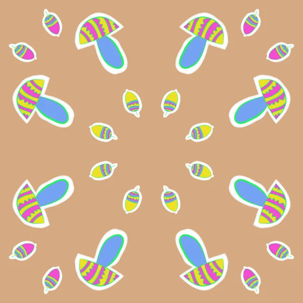 Naadloze Patroon Van Abstracte Eenvoudige Paddestoelen — Stockvector