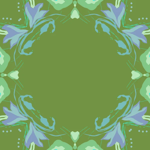 Kreisförmige Nahtlose Muster Von Floralen Motiv Mit Kopierraum — Stockvektor
