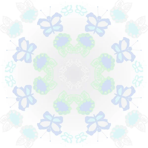 Patrón Circular Sin Costuras Flores Mariposas — Vector de stock