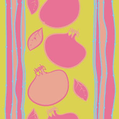 Renkli nar ve yaprakların dikişsiz deseni