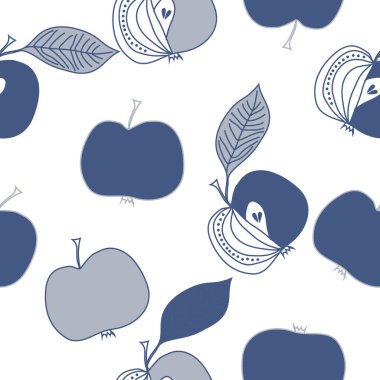 Yaprakları ile elma basit vektör illüstrasyon 