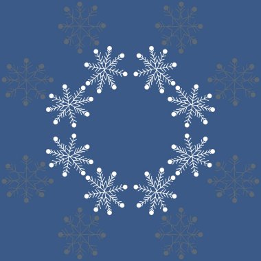 Kar taneleri ile renkli motiflerin dairesel dikişsiz desen, sadece vektör illüstrasyon