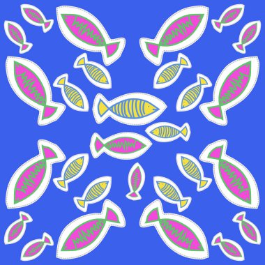 Renkli motif balık dikişsiz desen