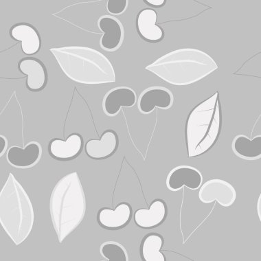 Kiraz saplamaları ile yatay kompozisyon, kesik çizgiler, etiketler.