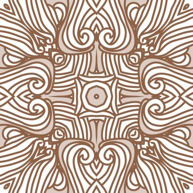 Çiçek motifinin dairesel dikişsiz deseni, vektör illüstrasyonu