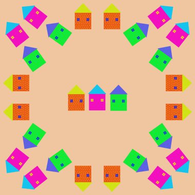 Soyut basit evlerin Dikişsiz deseni