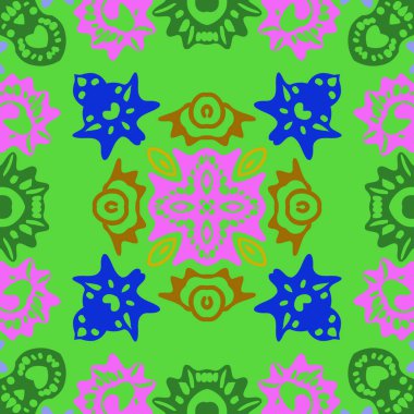 Renkli motiflerin dairesel dikişsiz deseni