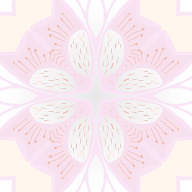 Stilize çiçek dairesel dikişsiz desen, doodles, stamens