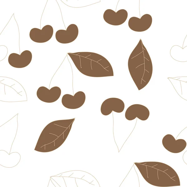 Nahtloses Muster Mit Farbigen Kirschen Und Blättern — Stockvektor