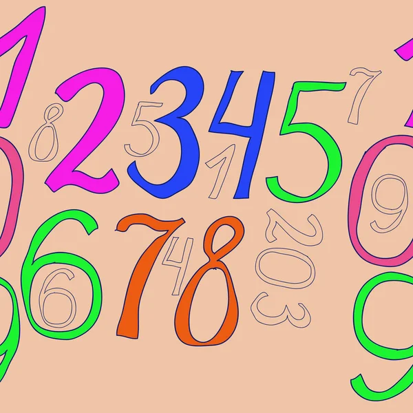 抽象的なアラビア数字のシームレスなパターン — ストックベクタ