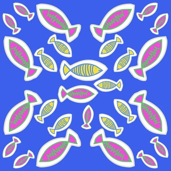 Peces Patrón Sin Costura Motivo Color — Vector de stock