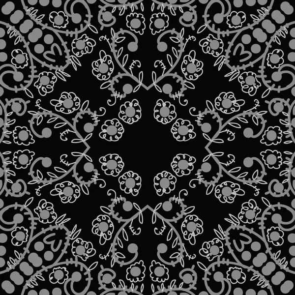 Круглий Безшовний Візерунок Квіткового Мотиву Квітами Листям — стоковий вектор